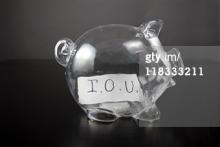 piggy bank with IOU