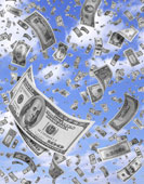 money falling from sky